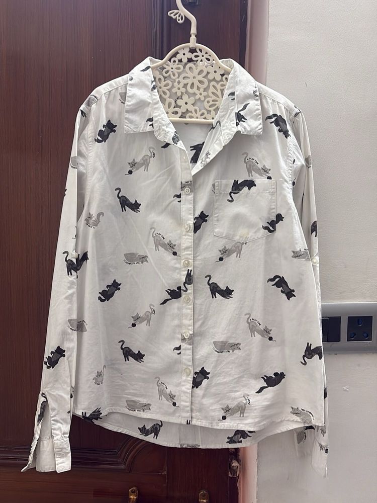 Cute Cat Print Shirt