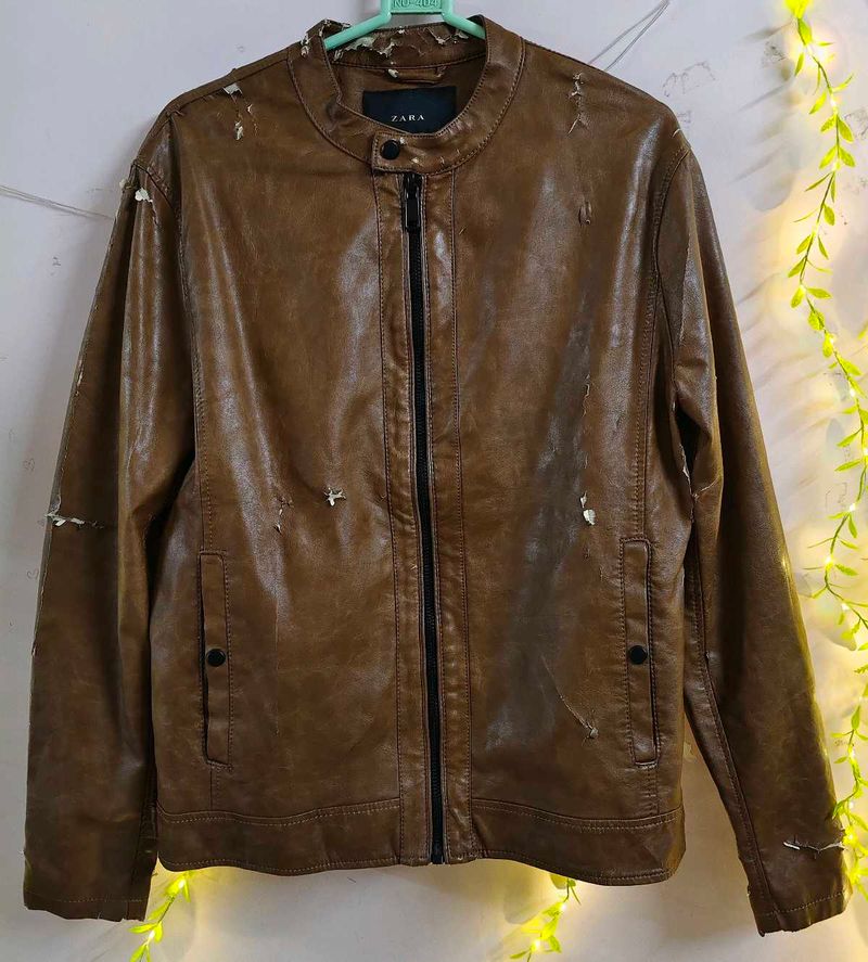 Zara Brown Faux Leather Jacket