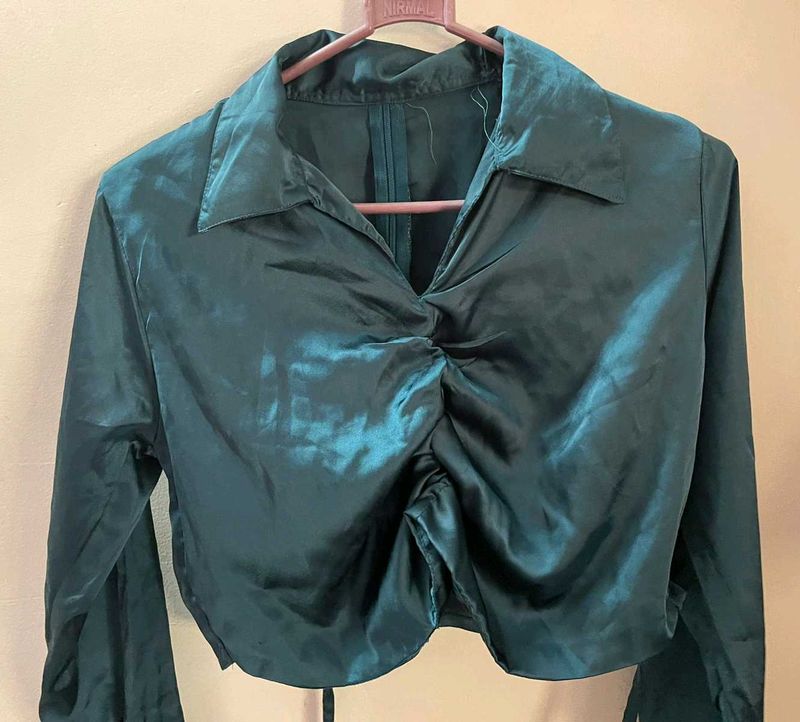 Elegant Green Crop Top