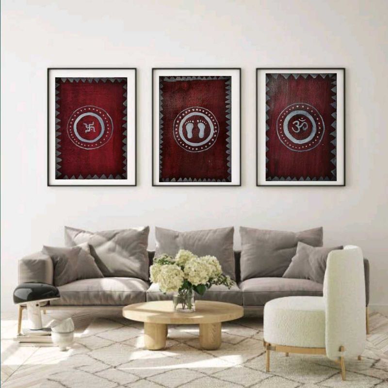 Framed Indian Symbol Art Prints (Set of 3)