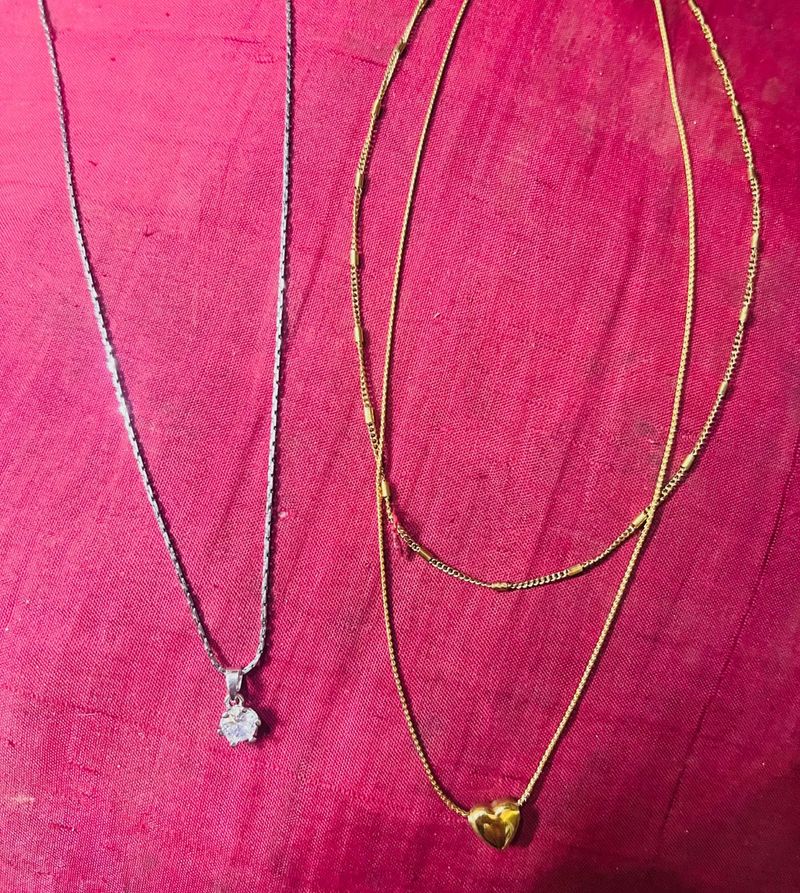 golden and silver pendent combo