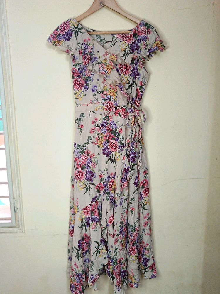 Multi Printed Wrap Maxi Dress