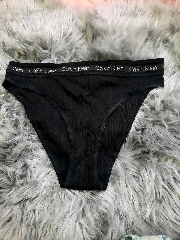 Calvin Klein Black Ribbed Thong