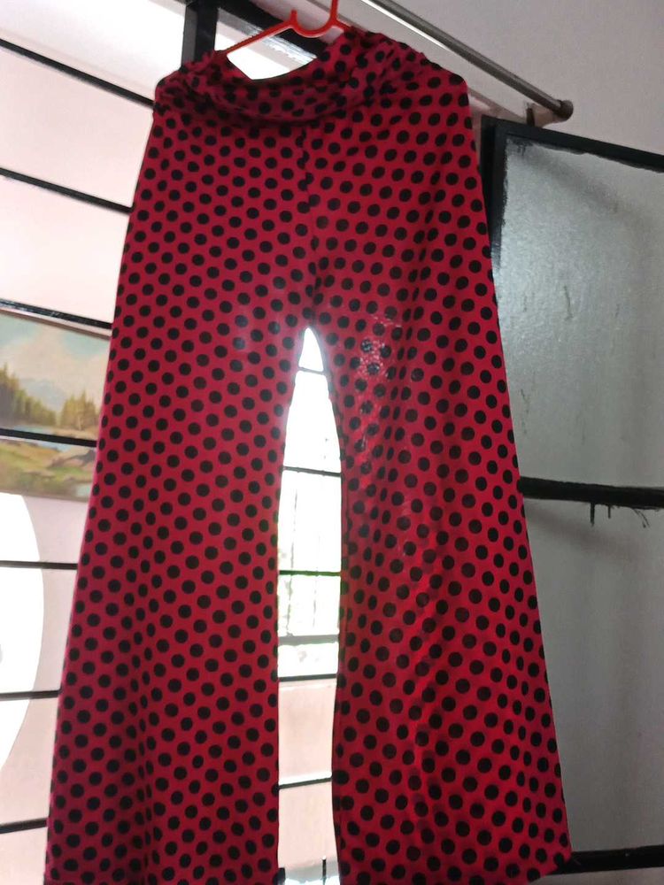 Red &amp; Black Polka Dot Wide Leg Pants