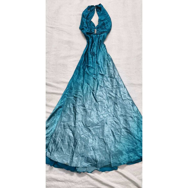 Elegant Blue Halter Maxi Dress