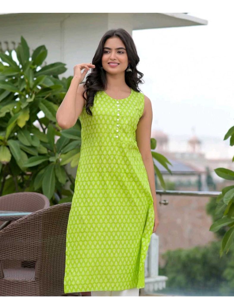 Green Printed Kurta