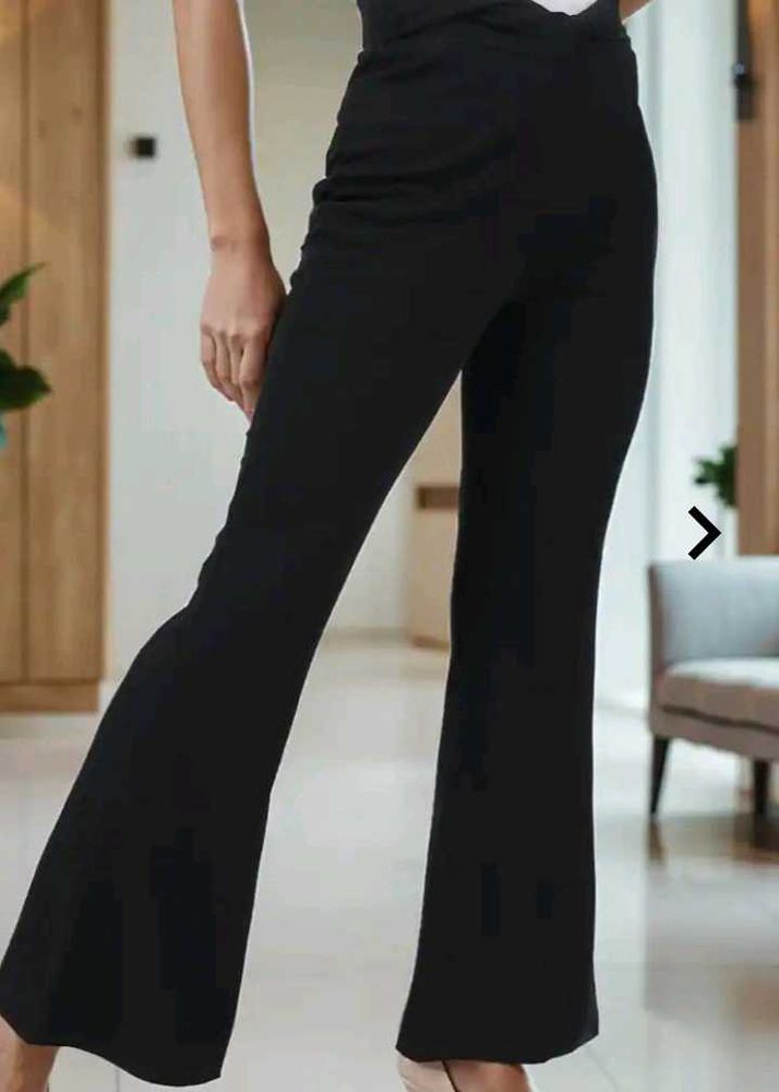 Black Flared Leg Trousers