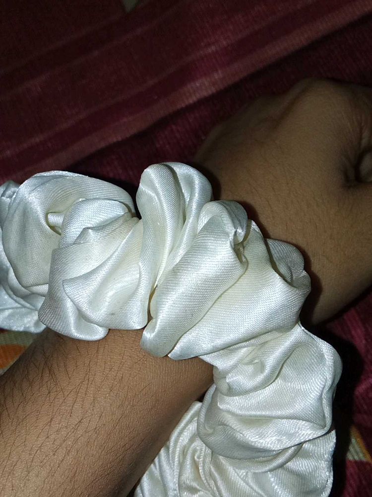 White Satin Scrunchie