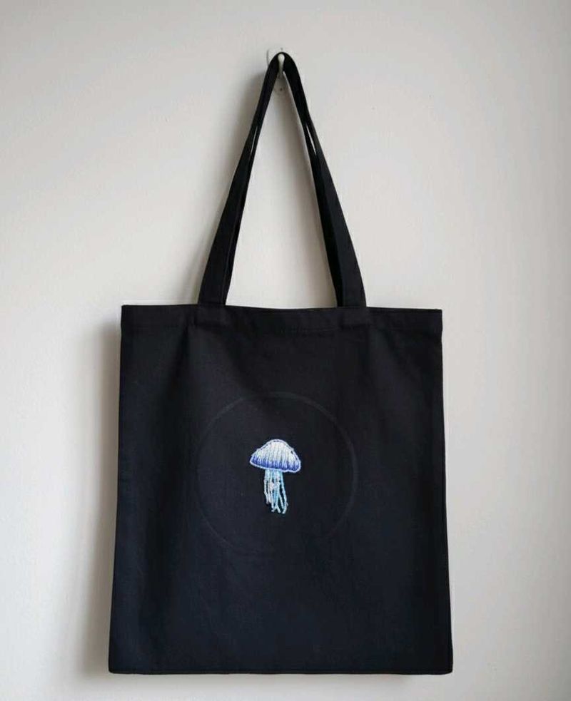 Jellyfish Embroidered Tote Bag