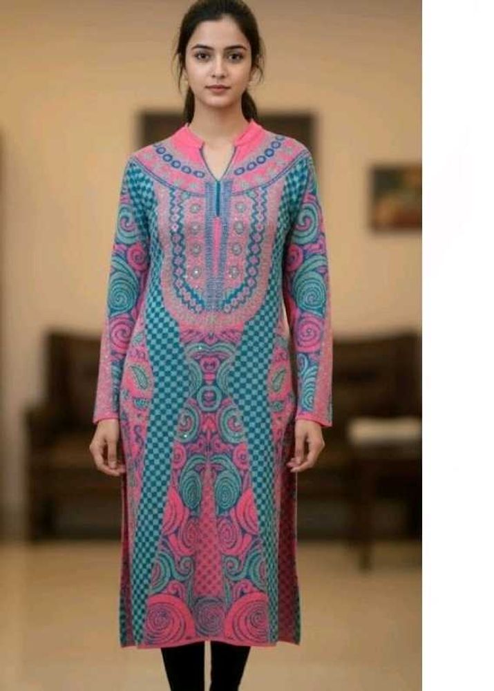 Pink &amp; Blue wollen kurti