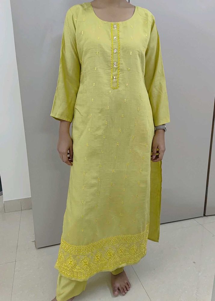 Elegant Yellow Green Kurta Set