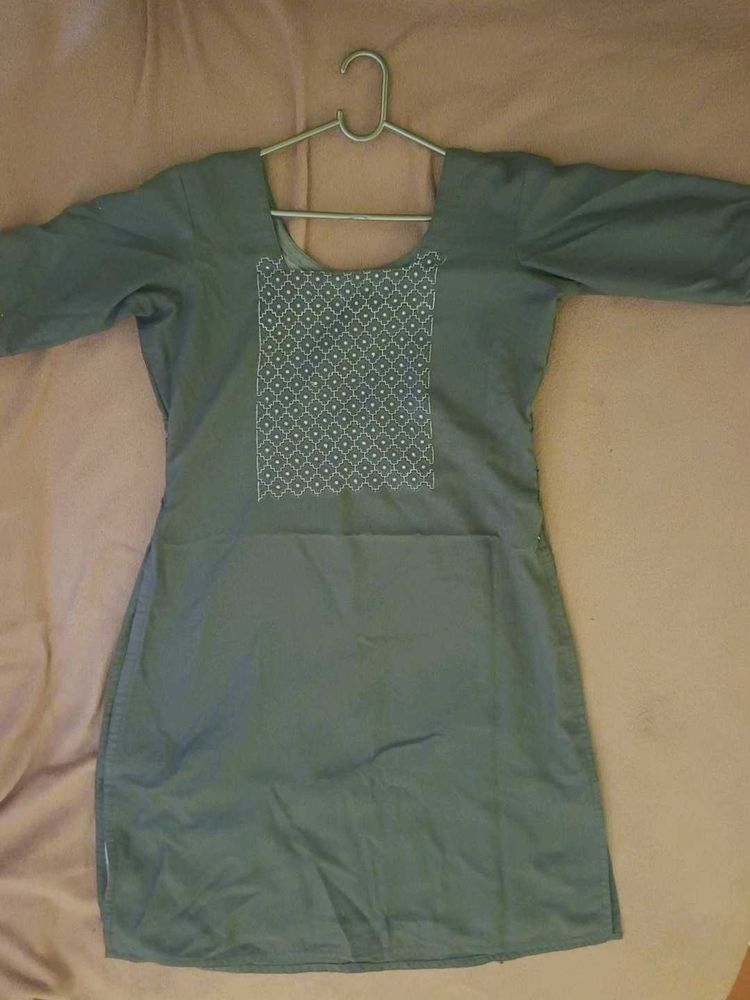 Olive Green Embroidered Tunic