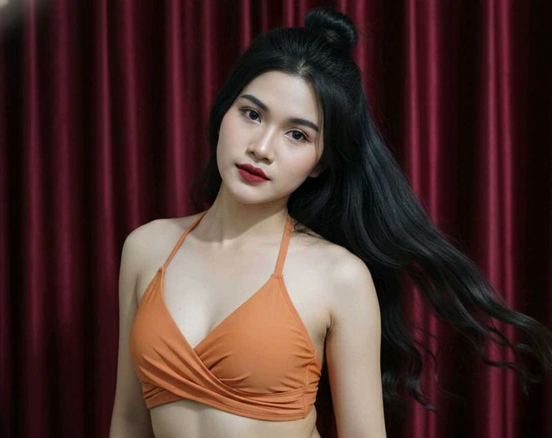 Orange Halter Bikini Top