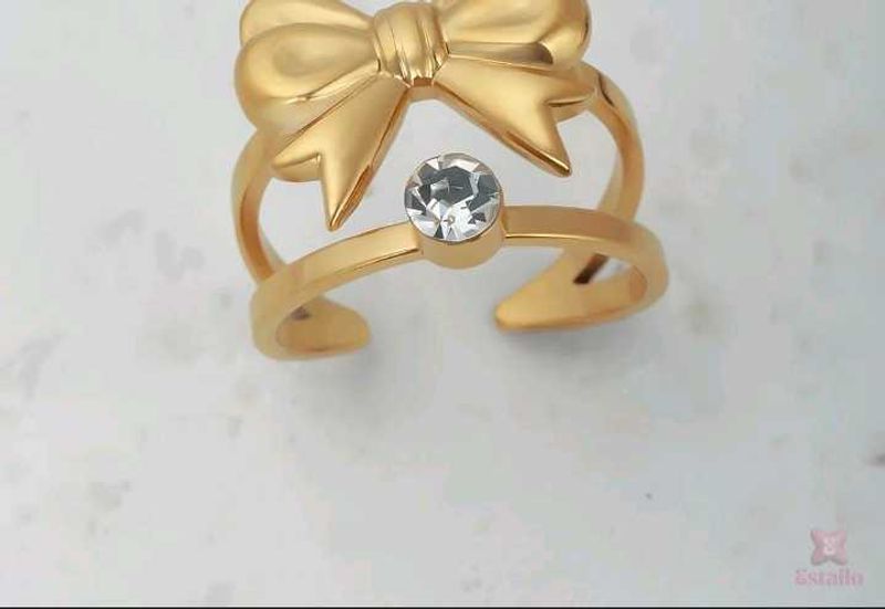 ESTAILO Bow Ring with Gem