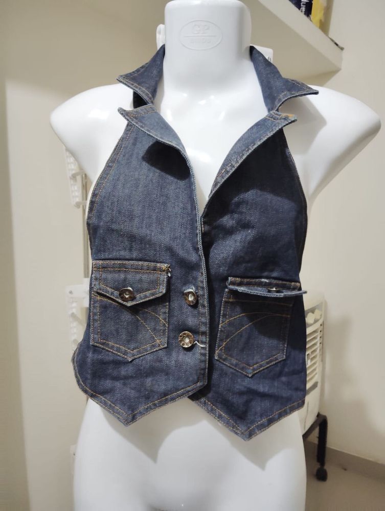 Denim Vest with Pockets