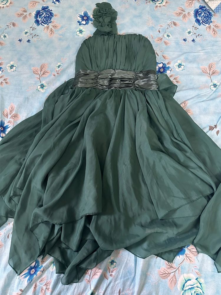 Emerald Green Chiffon Dress