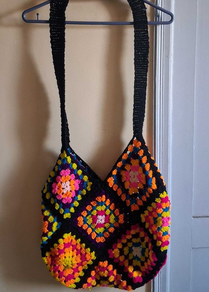 Colorful Crochet Granny Square Bag (Handmade)