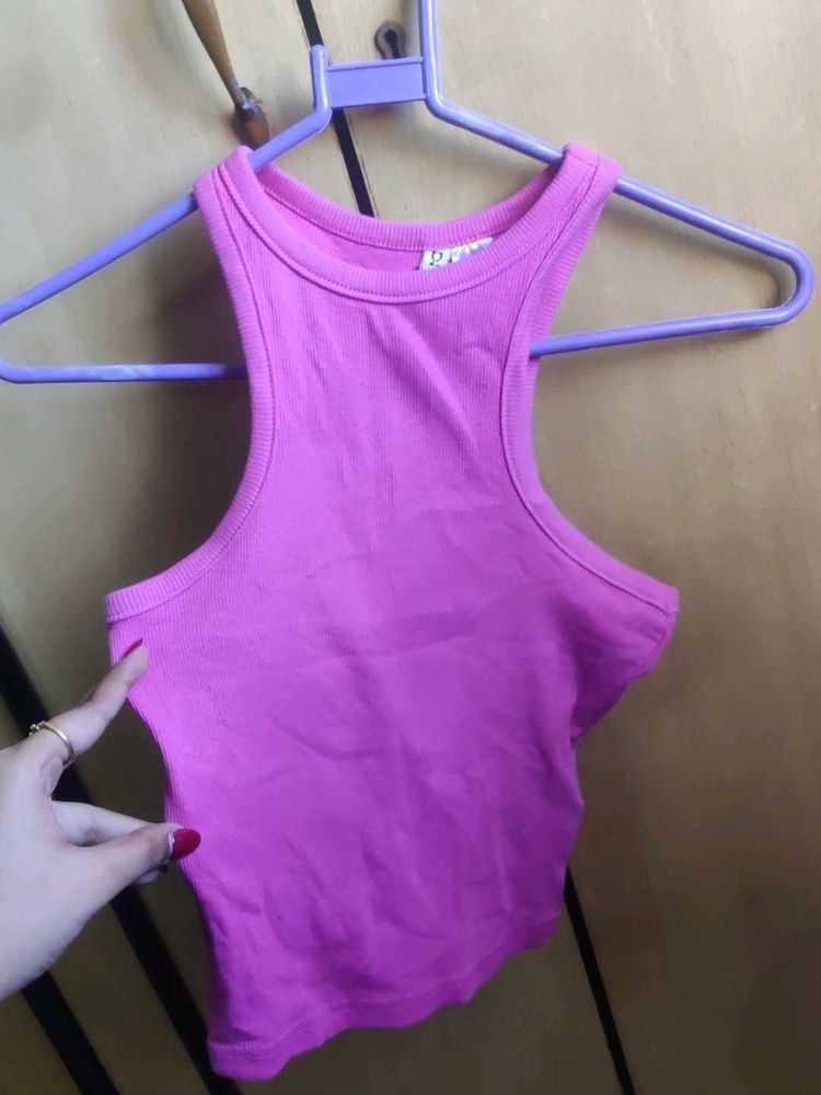 Pink Sleeveless Crop Top