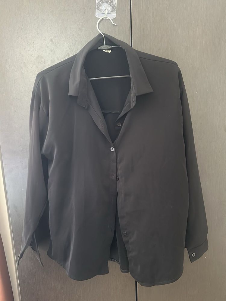Black Button-Down Top
