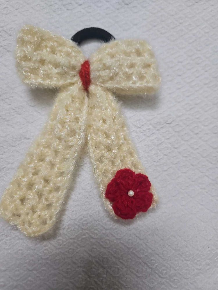 Handmade Crochet bow hair tie