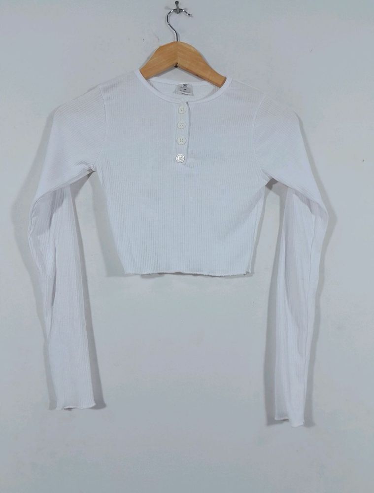 SSS White Long Sleeve Crop Top