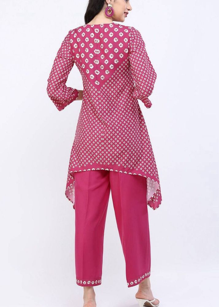 Pink Printed Kurta Pant Set