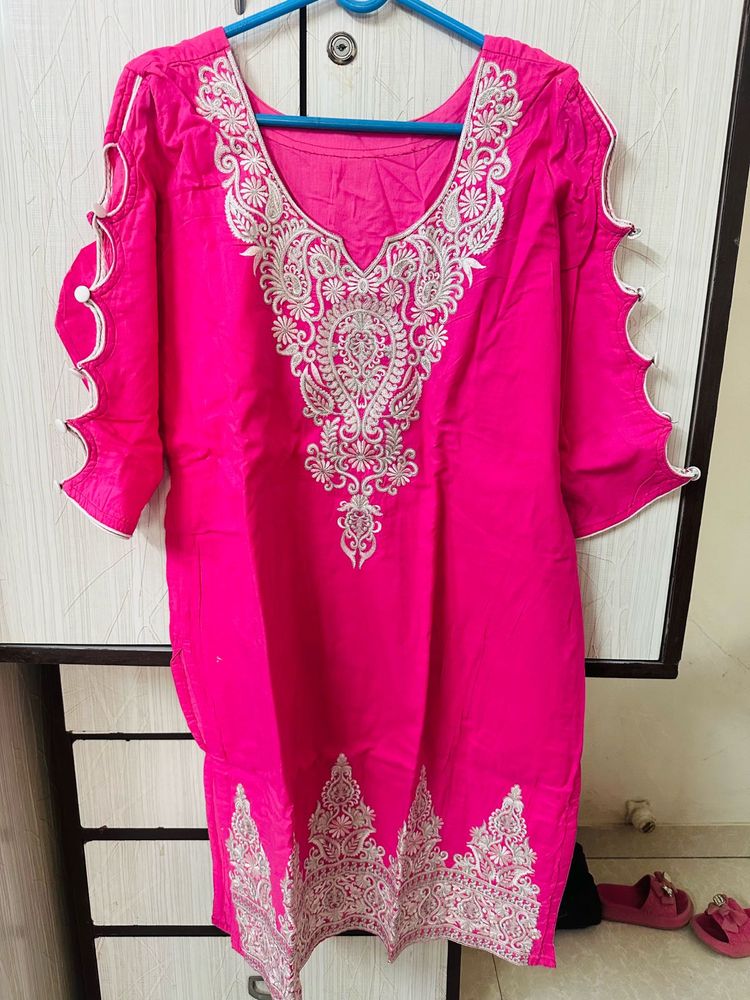Pink Embroidered Kurta