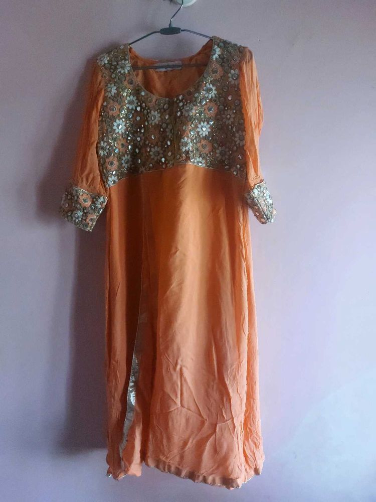 Coral Kurti with heavy work