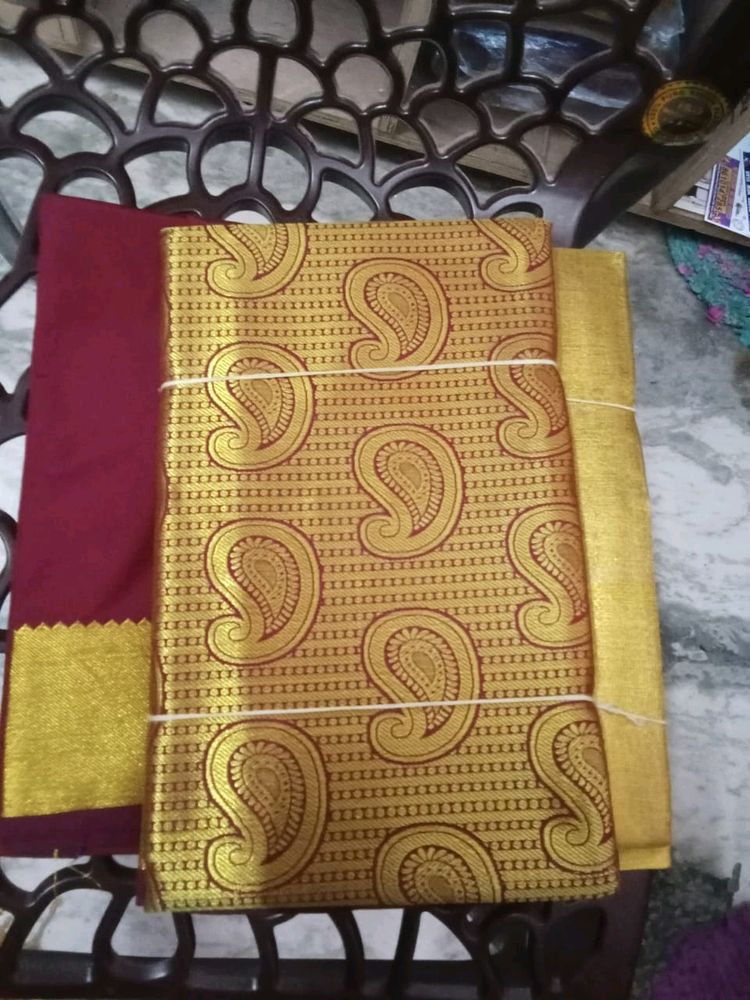 Unstitched Silk Lehanga Pattu Pavadai Dhavani Set