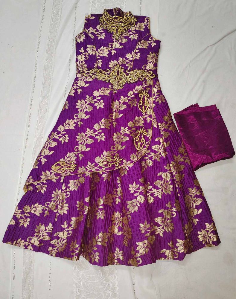 Purple &amp; Gold Ethnic Dress