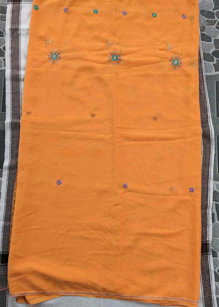 Orange Georgette Saree