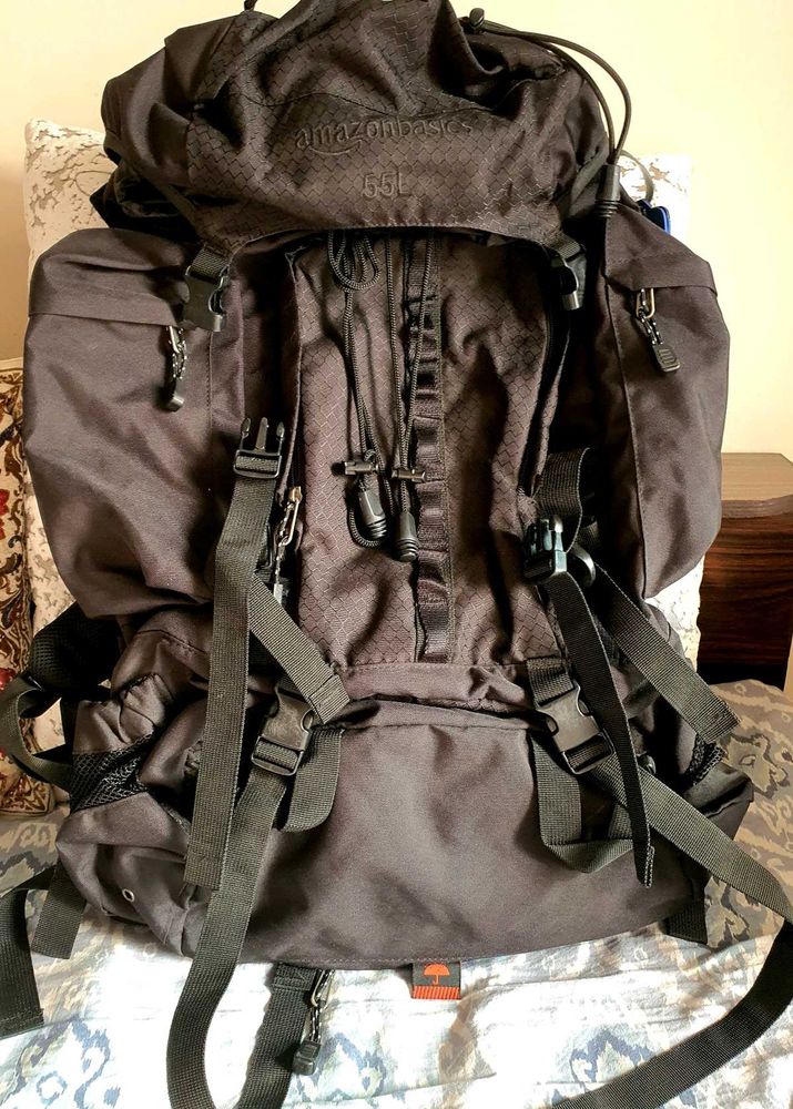 AmazonBasics Hiking Bag, Backpack with Rain cover