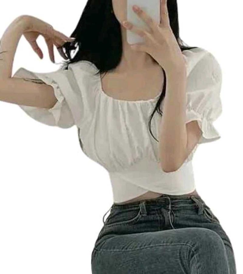 White Crisscross Crop Top