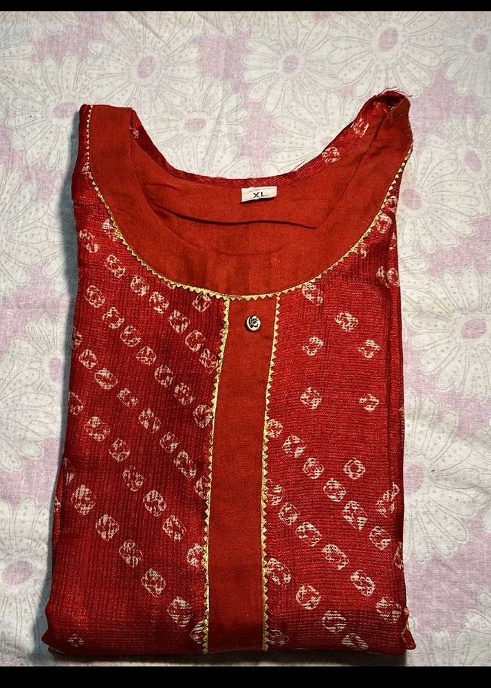 Red Bandhani Kurti