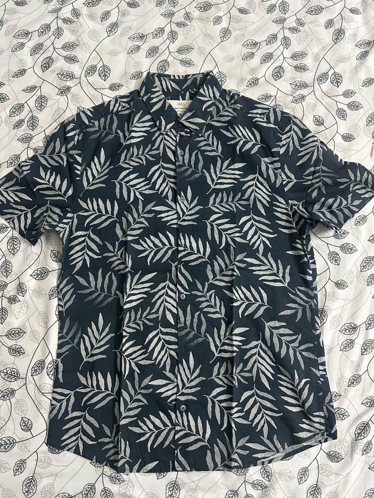 Leaf Print Casual Shirt