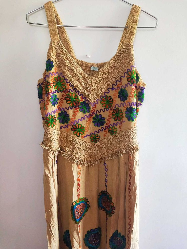 Bohemian Maxi Dress Embroidered