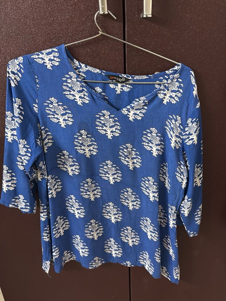 Blue Printed Top