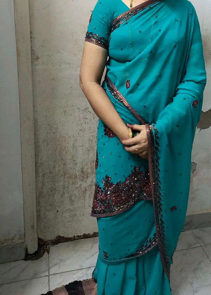 Elegant Teal Saree