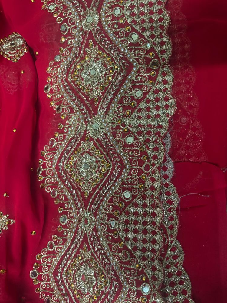 Red Embellished Saree