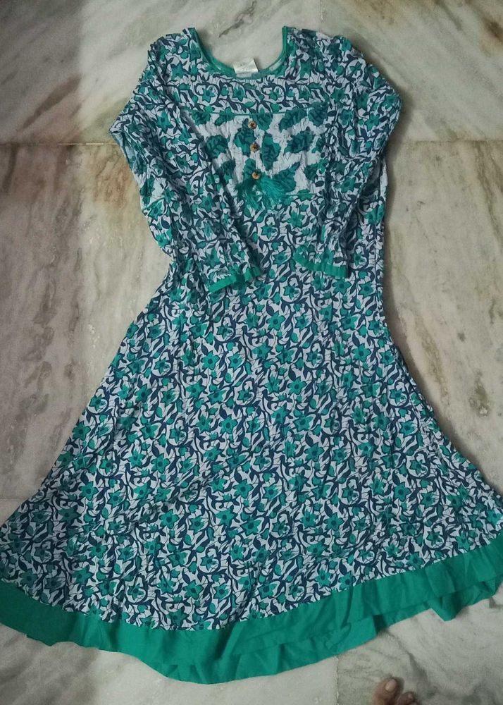 Floral Print Green Dress