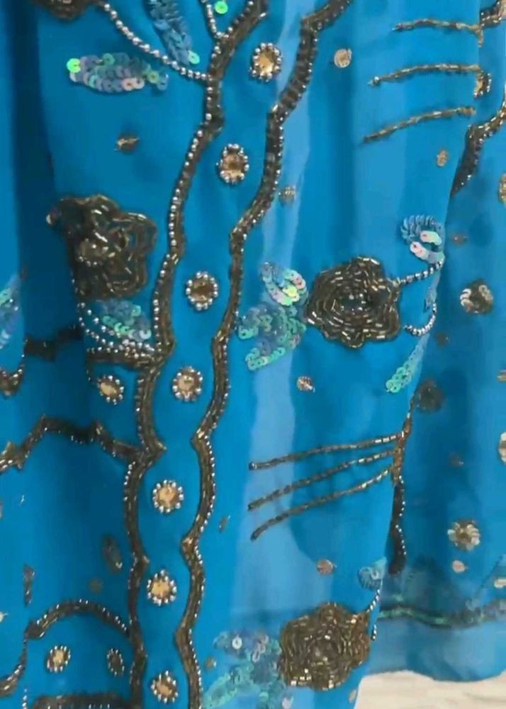 Teal Embellished Saree