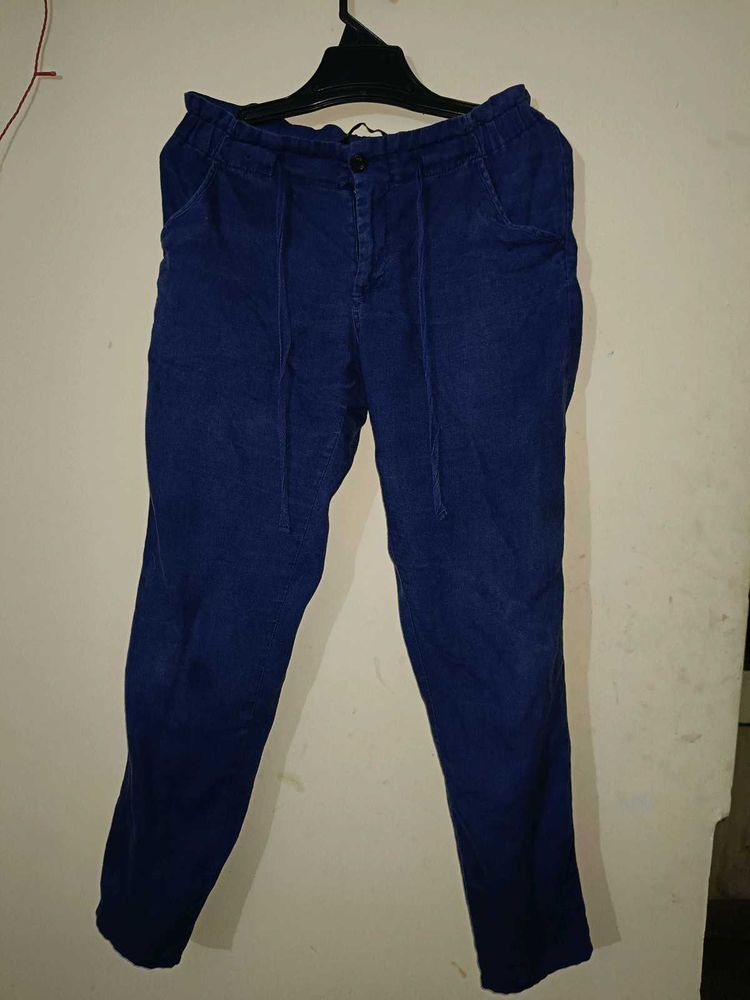 Cotton Blue Casual Pants