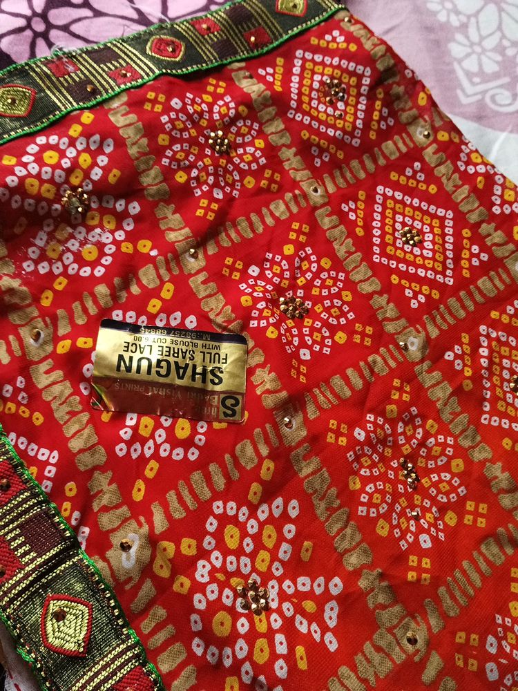 Chunri Print Chiffon Saree