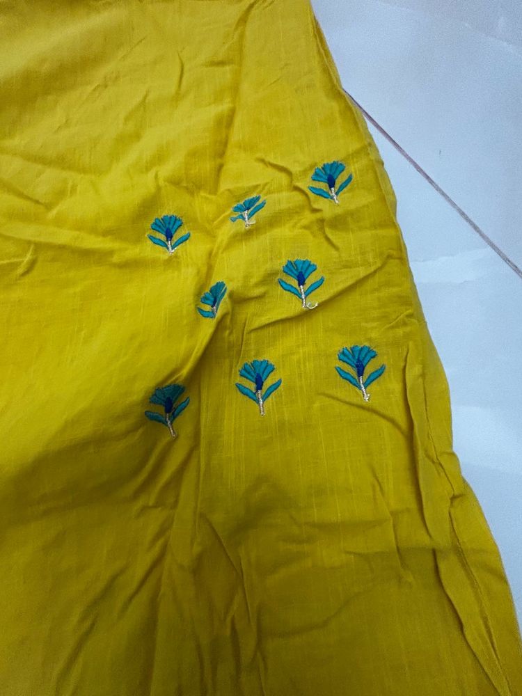 Embroidered Yellow Kurta