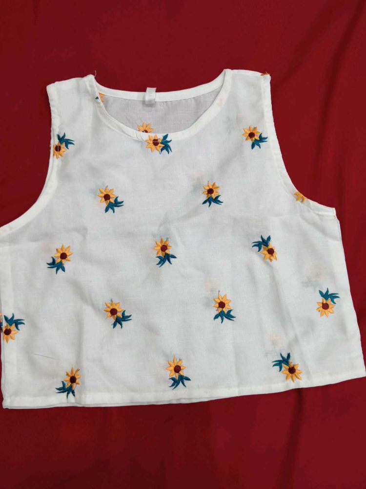 Sunflower Embroidered Top
