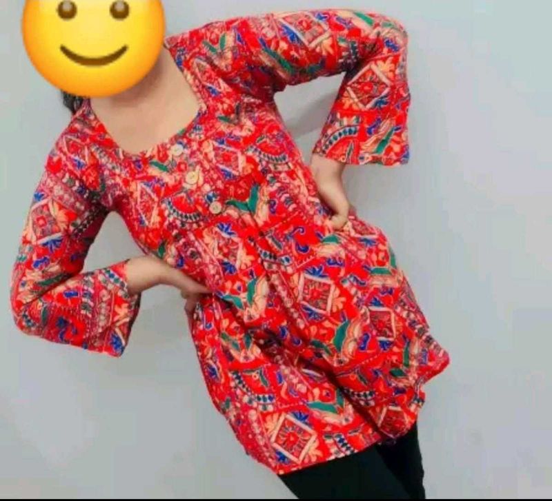 Reddish Maroon XL kurti with Ethnic Motif Prints✨