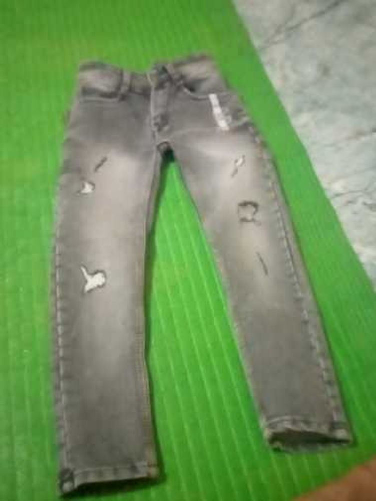 Gray Distressed Denim Jeans
