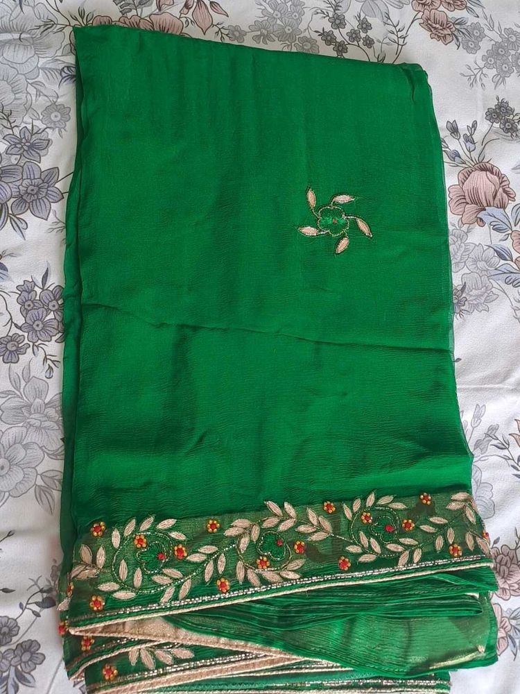 Green Embroidered Saree Gottapati heavy border
