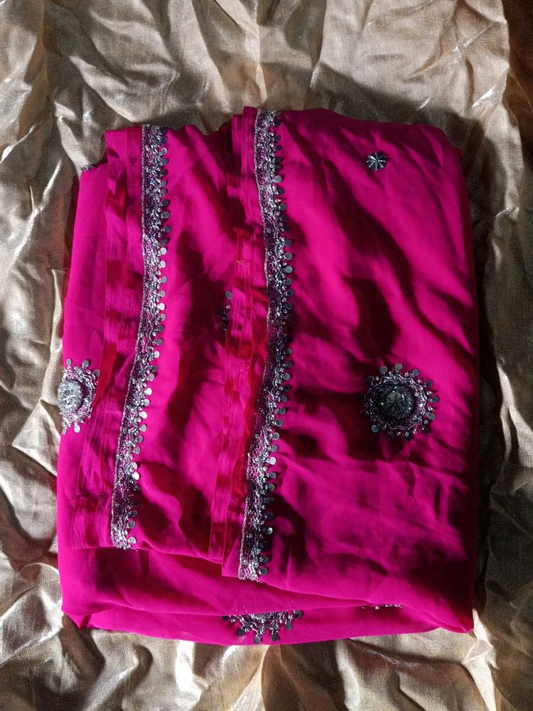 Elegant Pink Embellished Saree