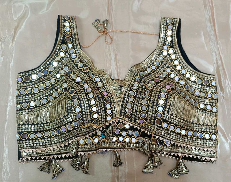 Black Sequins And Mirror Work Blouse